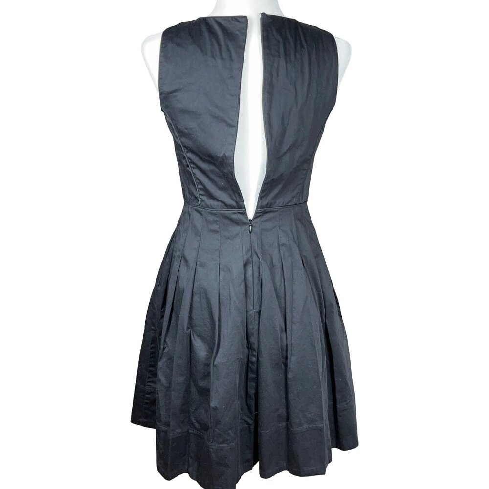 Talbots Dress Black Fit Flare Cotton 50s Classic Retro Basic Pockets Womens 2 - Picture 3 of 9